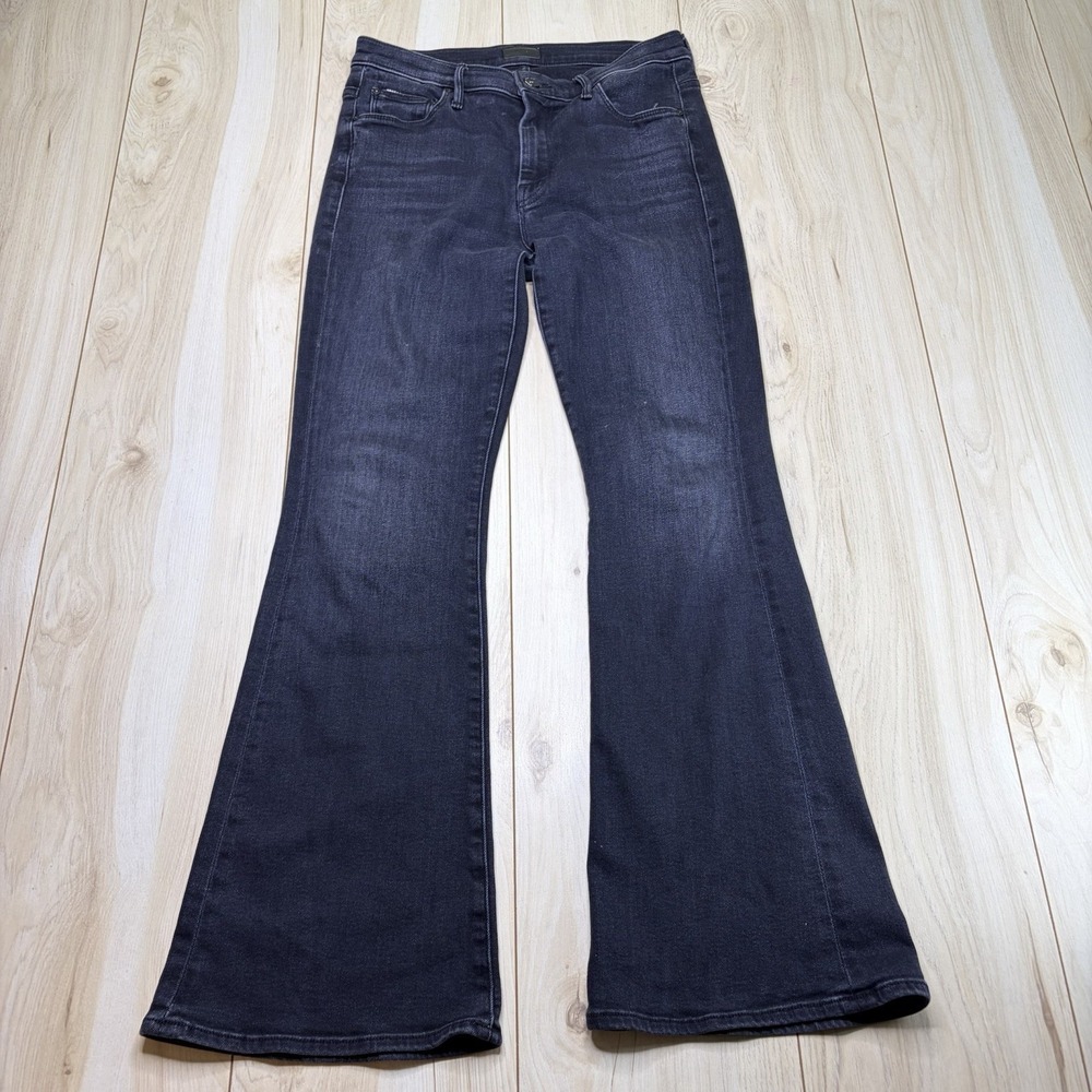 MOTHER The Weekender Mid-Rise Flare jeans Black Deep End black size 29 - Picture 2 of 16